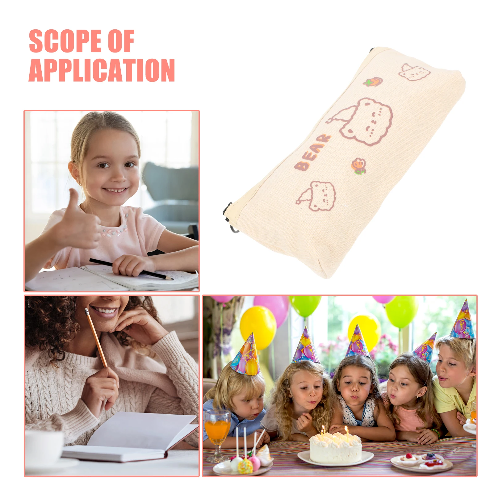 

Canvas Pencil Case Storage Bag Zipper Holder Handheld Pouch Pencils Small Penholder Stationery Portable