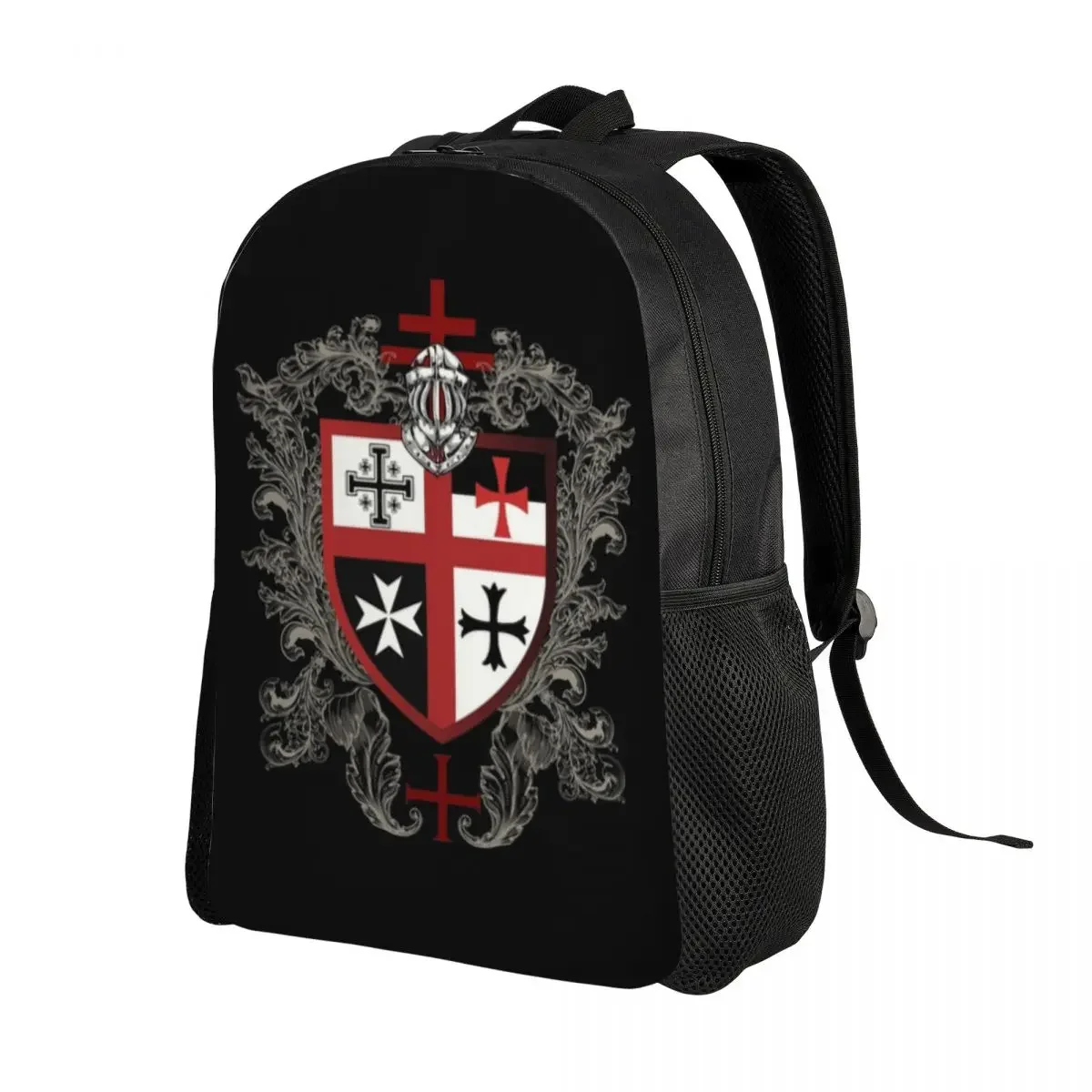 Knights Templar Cross Shield Backpack  Medieval Emblem Secret Order College School Travel Bags Bookbag Fits 15 Inch Laptop