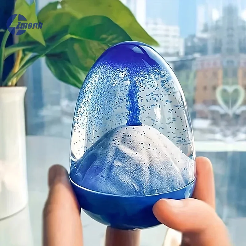 New！Eggshell Volcanic Eruption, Floating Sand Volcanic Eruption Ornament, Acrylic Crystal Liquid  Timer Ornament.