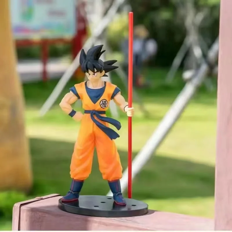 Dragon Ball Anime Figure 22Cm Adult Son Goku Support The Stick Standing Pvc Action Figure Collection Model Toy for Children Gift