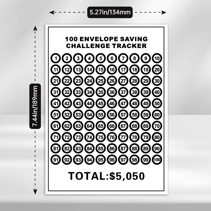 100 Envelope Challenge Binder 1-100 Day Challenge Savings Loose