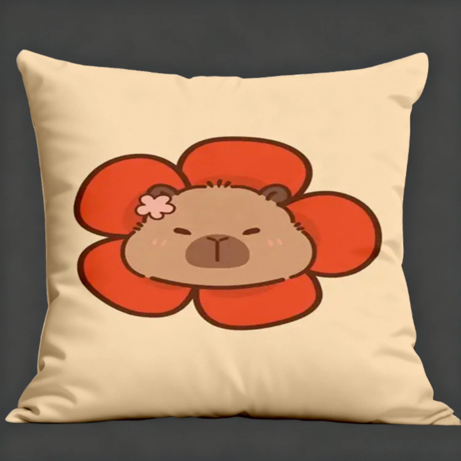 غطاء وسادة كابيبارا اللطيف بتصميم طباعة مسطحة من نسيج البوليستر، نسيج فائق النعومة وصديق للبشرة #4