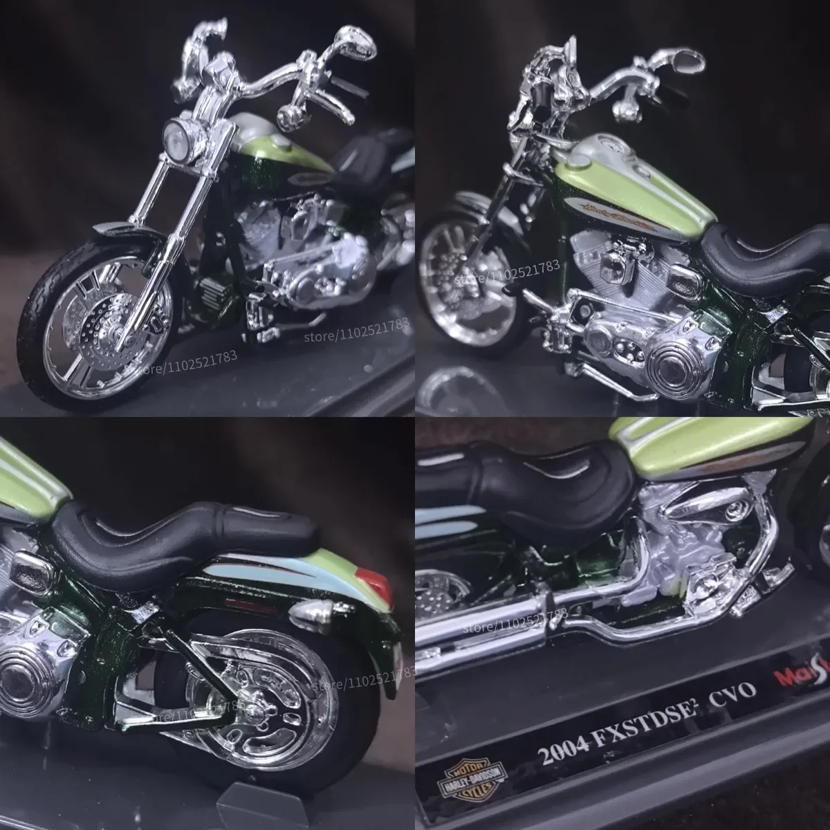 한정판 1:18 스케일 HD 2004 FXSTDSE CVO 미니 오토바이 모델, 레플리카 차량 모토 미니어처 피규어 어린이 크리스마스 선물 장난감