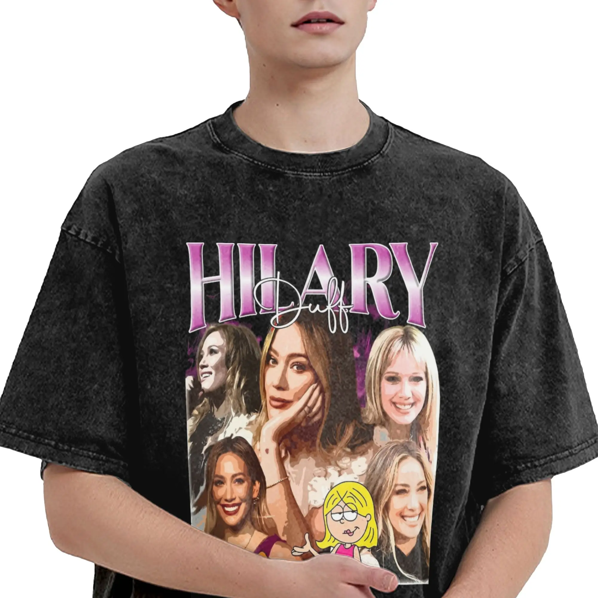Graphic Printed Hilary Duff The Lucky Me Tour 2026 Washed T Shirts Outfit Harajuku T-Shirts  Men Women Tee