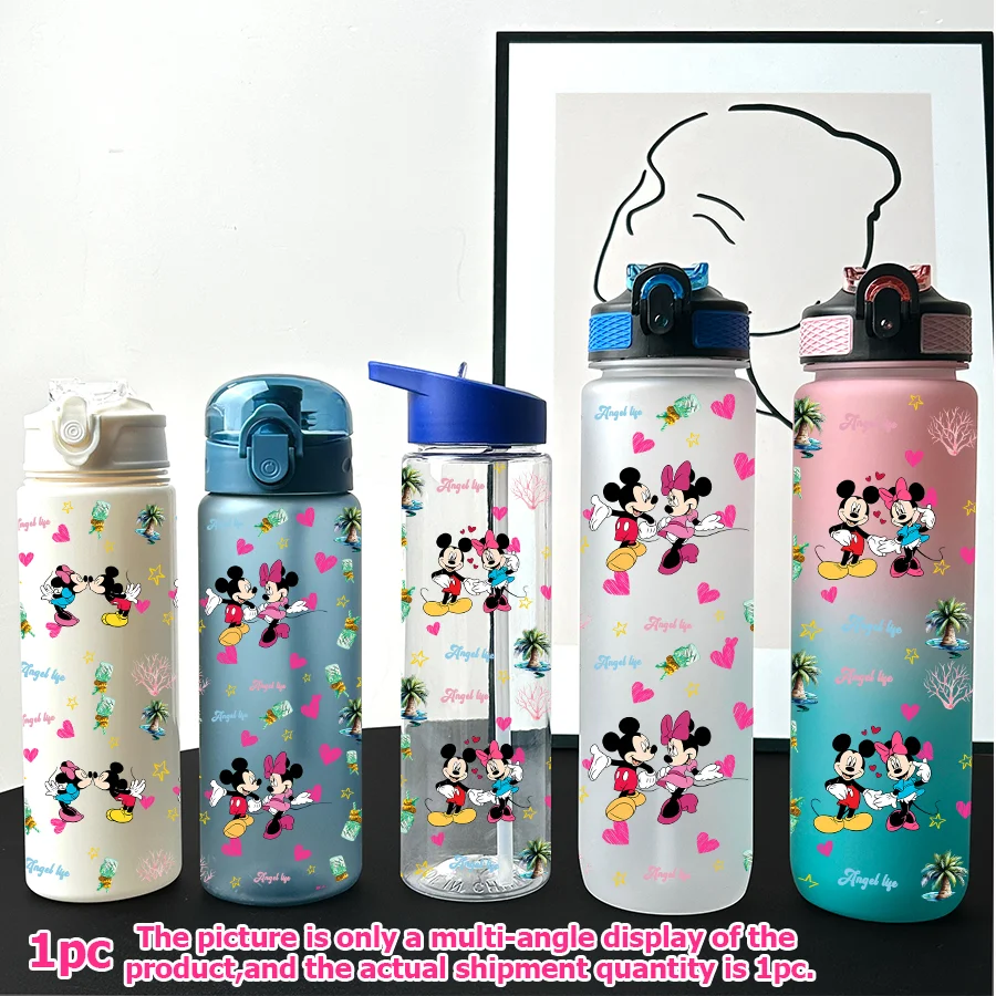 1Pc Disney Mickey Minnie printed 23-32oz multi-plastic water bottle portable sports water cup birthday gift