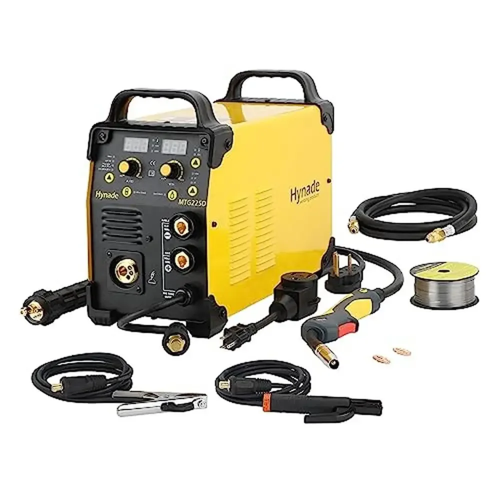 3-in-1 Multiprocess Welder 225A Mig/Lift Tig/Stick Welder Dual Voltage 110/220V Gas/Gasless Synergic Function Auto Compensation