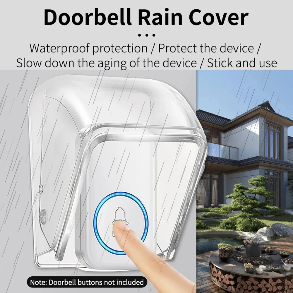 Waterproof Cover For Wireless Doorbell Door Bell Ring Chime Button Transparent Door Bell Protective Cover For Home Doorbell