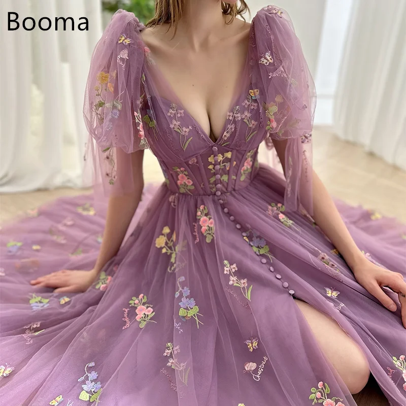 

Booma A-Line V-Neck Elegant Evening Dresses Formal Party Gowns for Women Side Split Long Prom Gown Customize 2025