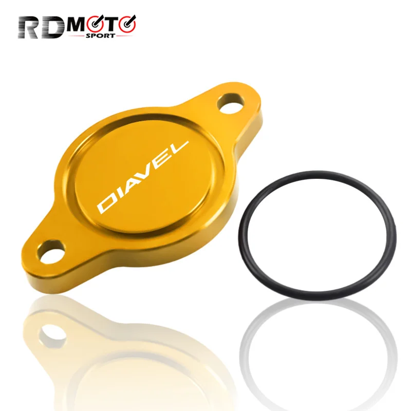 Tapa de cubierta de filtro de aceite de motor CNC para Ducati Diavel AMG, Cromo Strada de carbono, raya blanca, accesorios de motocicleta