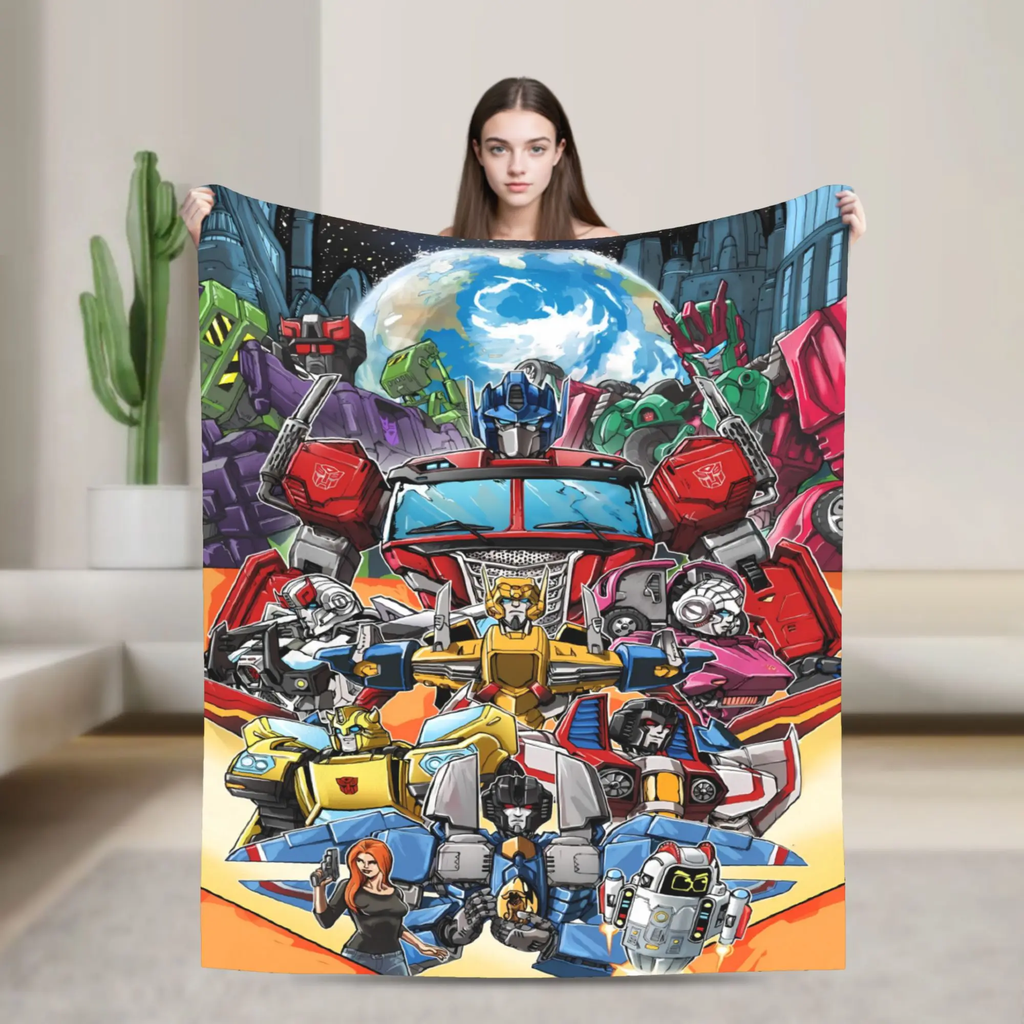 Transformered Cartoon Blanket  Travel Office Flannel Throw Blanket For Outdoor Warm Soft Design Quality Bedspread Gift Idea