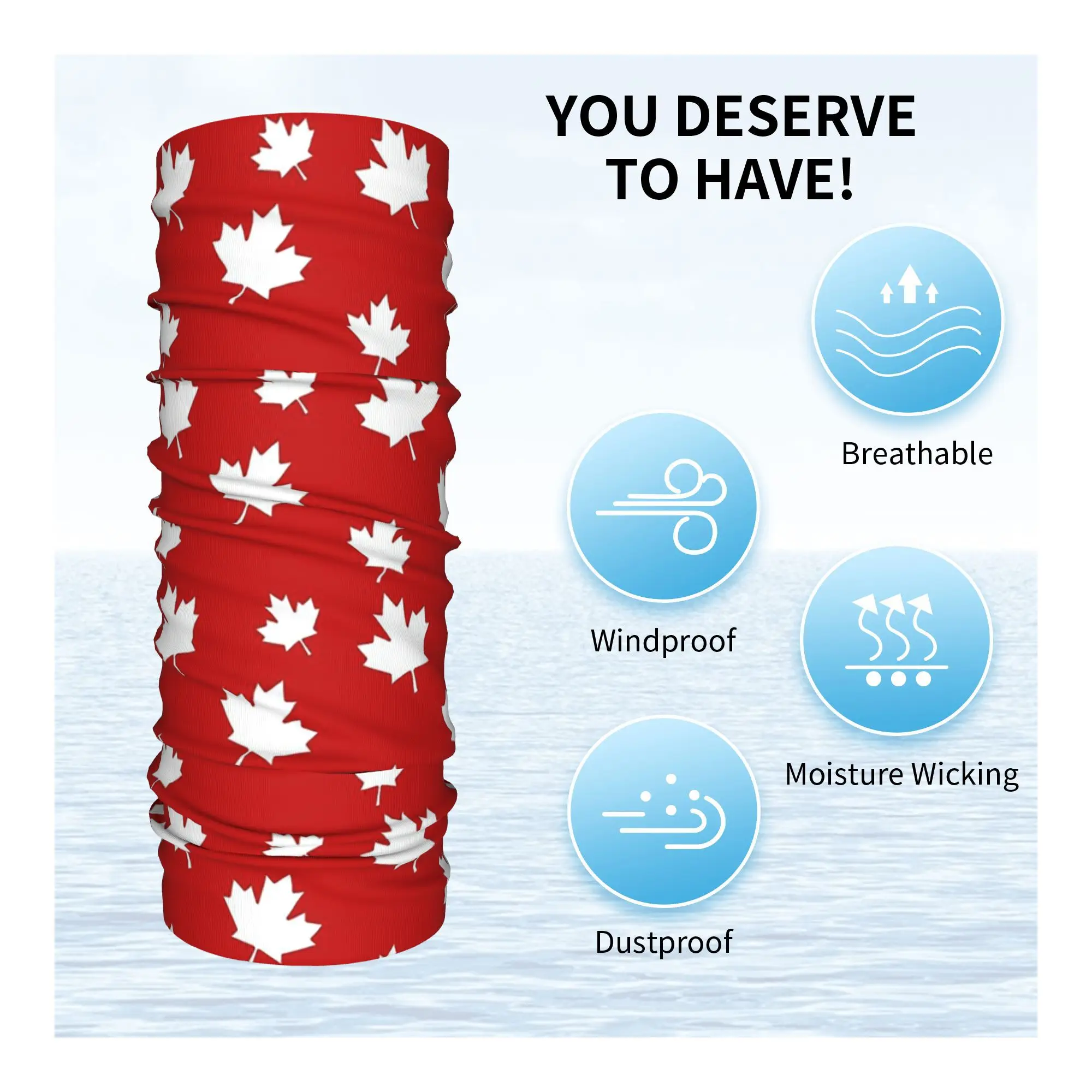 カナダメープルリーフ旗バンダナネックゲートルプリントマジックスカーフ多機能サイクリングスカーフアウトドアスポーツ男性女性大人