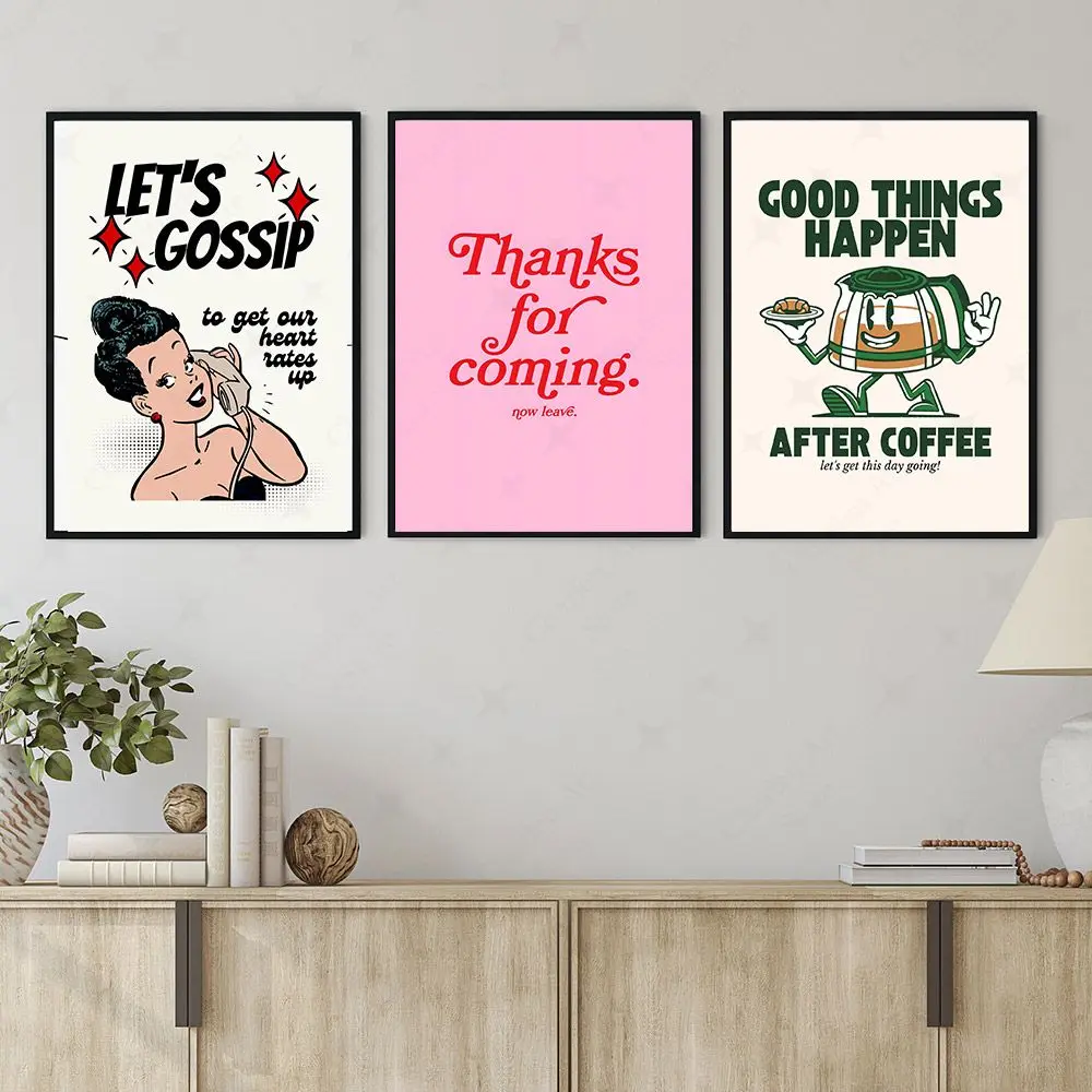 

Funny Thanks For Coming Let's Gossip Colorful Wall Art Canvas Painting Coffee Posters Bar Art Prints For Living Room Home Decor