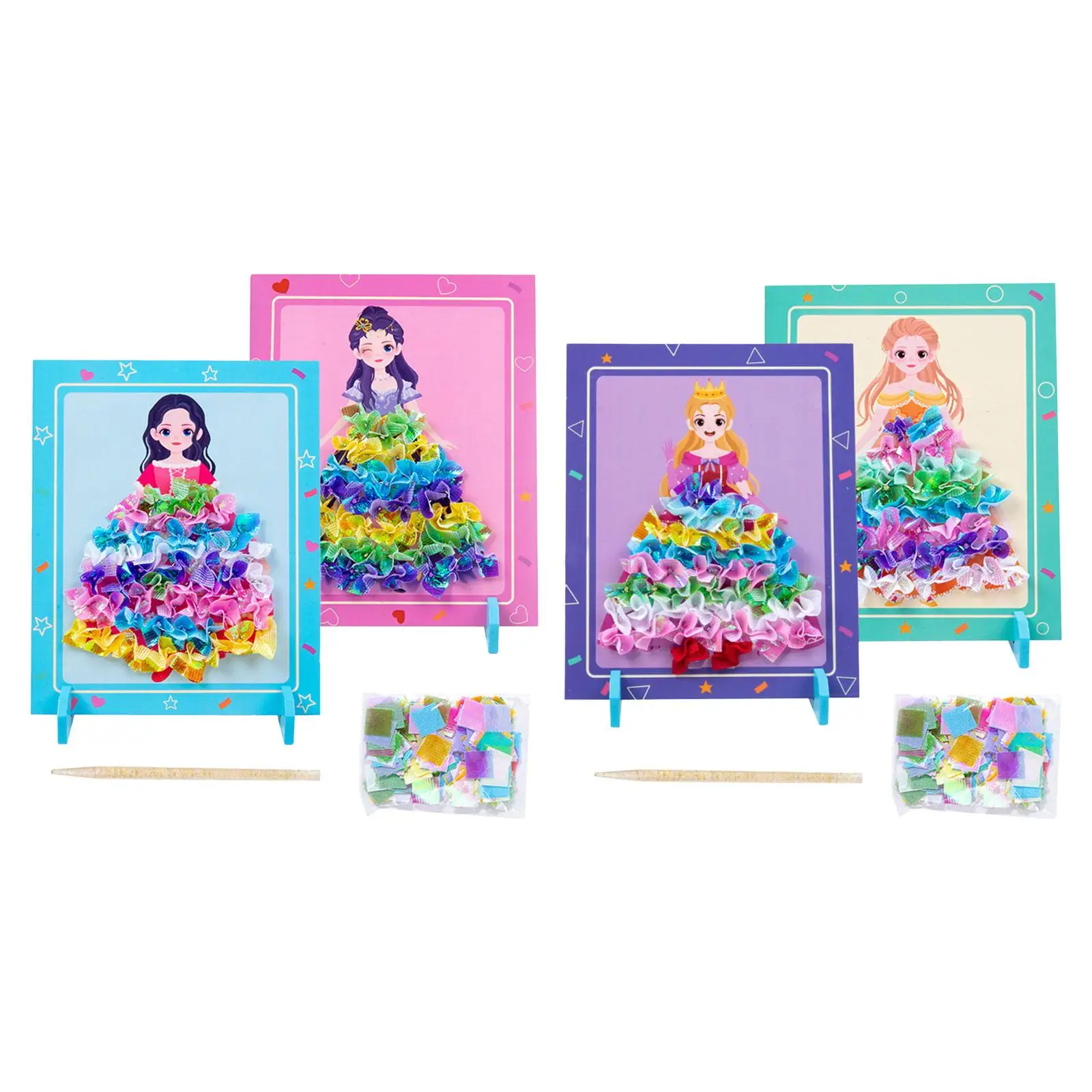 Poke Painting Sticker Board DIY Paint Girls Toys, Fantasy Princess Drawing Dress