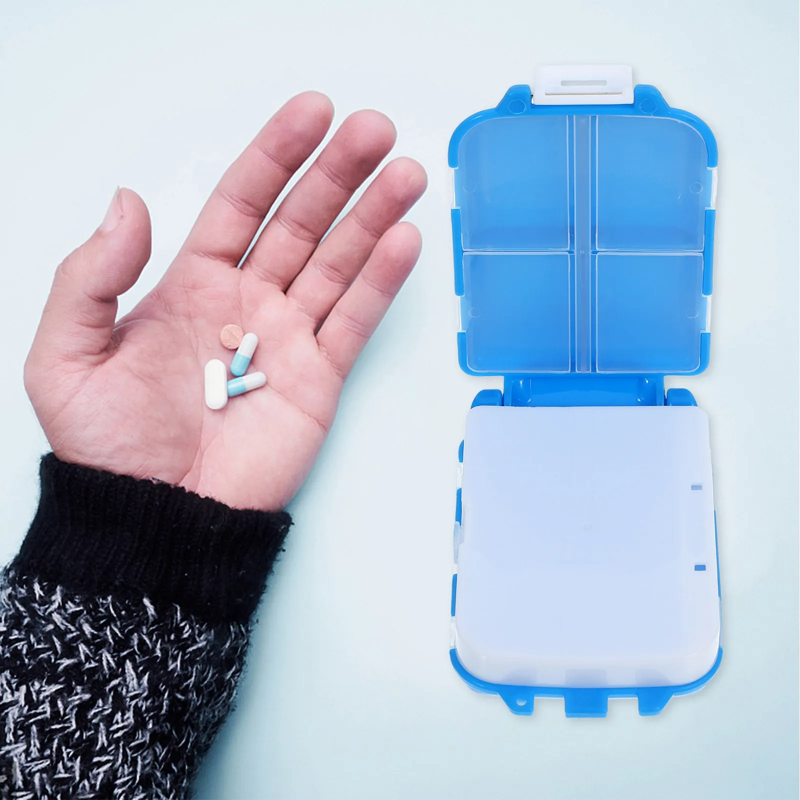 3-Tier 8-Section Pill Organizer Medicine Storage Case Travel Portable Compact Multi-Grid Household Organizer Wear-Resistant