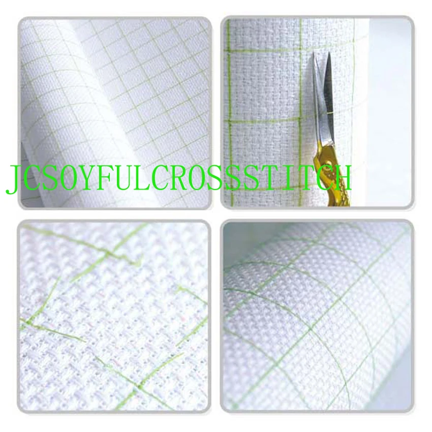 Top Quality 14CT 14ST Cotton Pre-grid Grided Cross Stitch Canvas Fabric, Color Lined Grid Embroidery Canvas