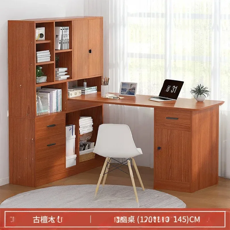 Computer Desk Bookshelf Integrated Shelves Drawers Large Laptop Home Bedroom Student Study Writing Desk Simple Office Table
