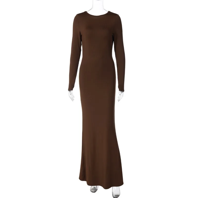 المرأة أنيقة مثير ثنيات سلسلة معدنية عارية الذراعين Bodycon ماكسي فستان الحفلات ثوب مسائي كم كامل سليم مأدبة رداء طويل Vestidos