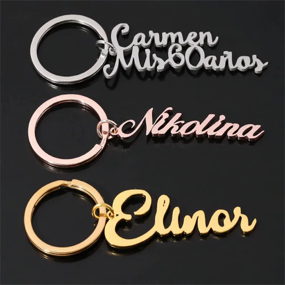 

Custom Name Keychain Personalized Pendant Keychains for Women Men Customized Nameplate Car Key Chain Stainless Steel Jewelry