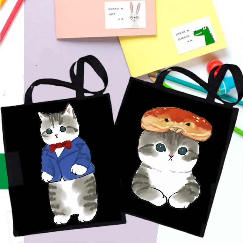 Cat Tote Shopping Bag Jute Bag Bolsa Shopper Bolso Shopping Handbag Bag Tote Reusable Net Ecobag Cabas Foldable Shopping Bag