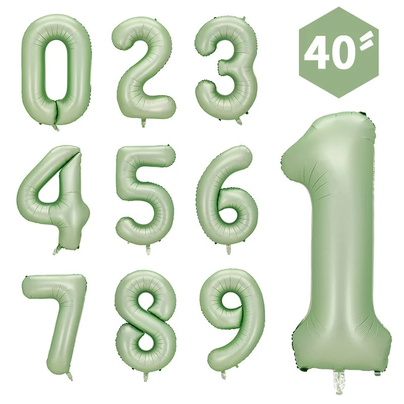 Pink Green Cream Number Balloons Air Digital Baloons 1 2 3 4 5 6 7 8 9 0 Babyshower Number Foil Balloon Helium Baby Shower Globo