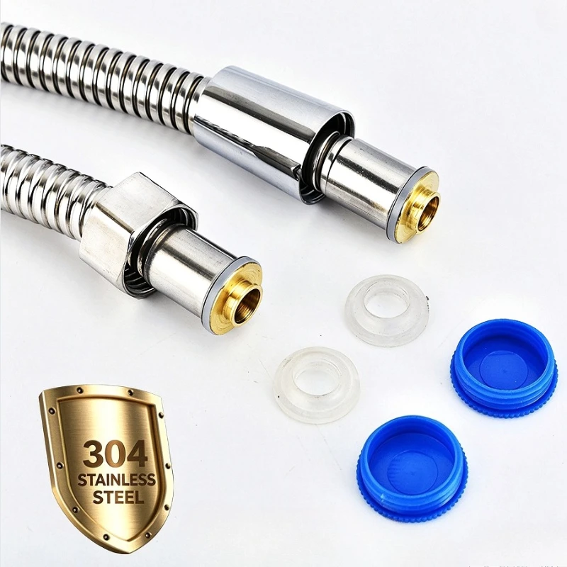 304 Flexible stainless steel water pipe shower head pipe High Pressure Water Saving Sprayer Nozzle Extended bathroom accessories