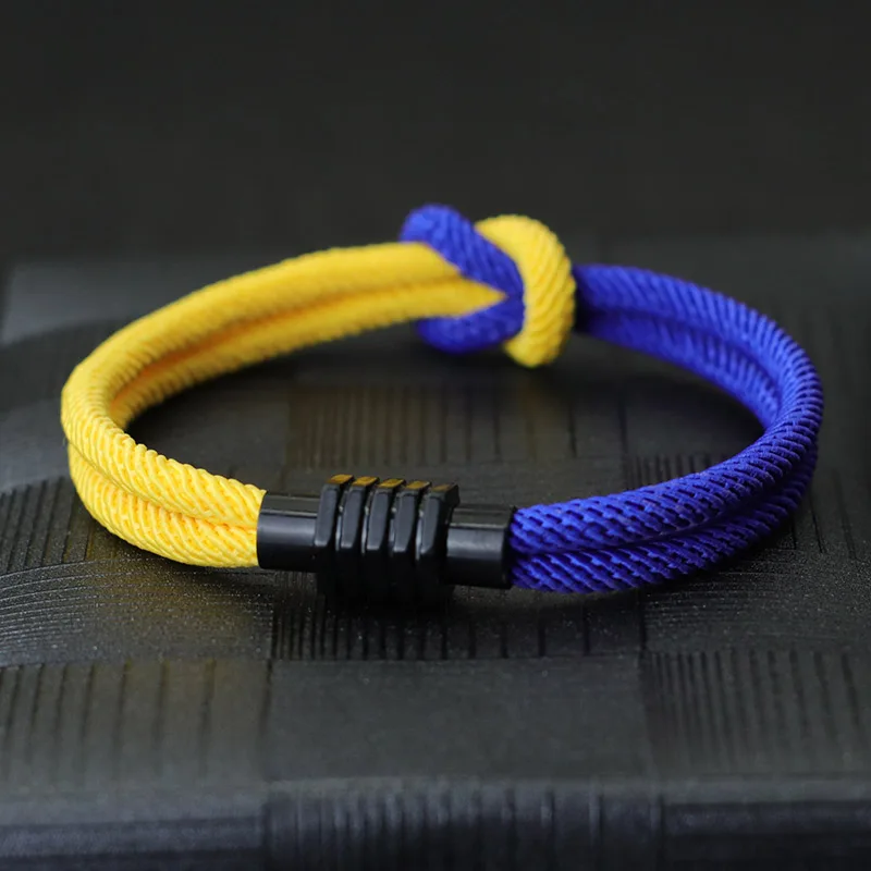 Noter Color Block Ukrainian Bracelet Men Women Yellow Blue Rope Braclet Concentric Knot Couple Braslet Lovers Gift Cord Chain