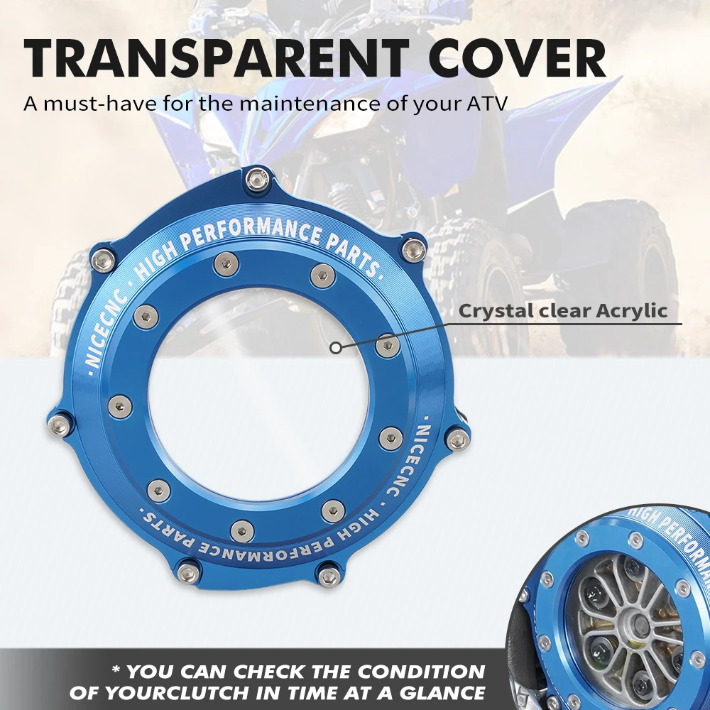 

NICECNC ATV Clutch Cover For Yamaha YFZ450R 2009-2023 YFZ450 2006-2009 Billet aluminum Cover & 304 Stainless Steel Bolts CNC