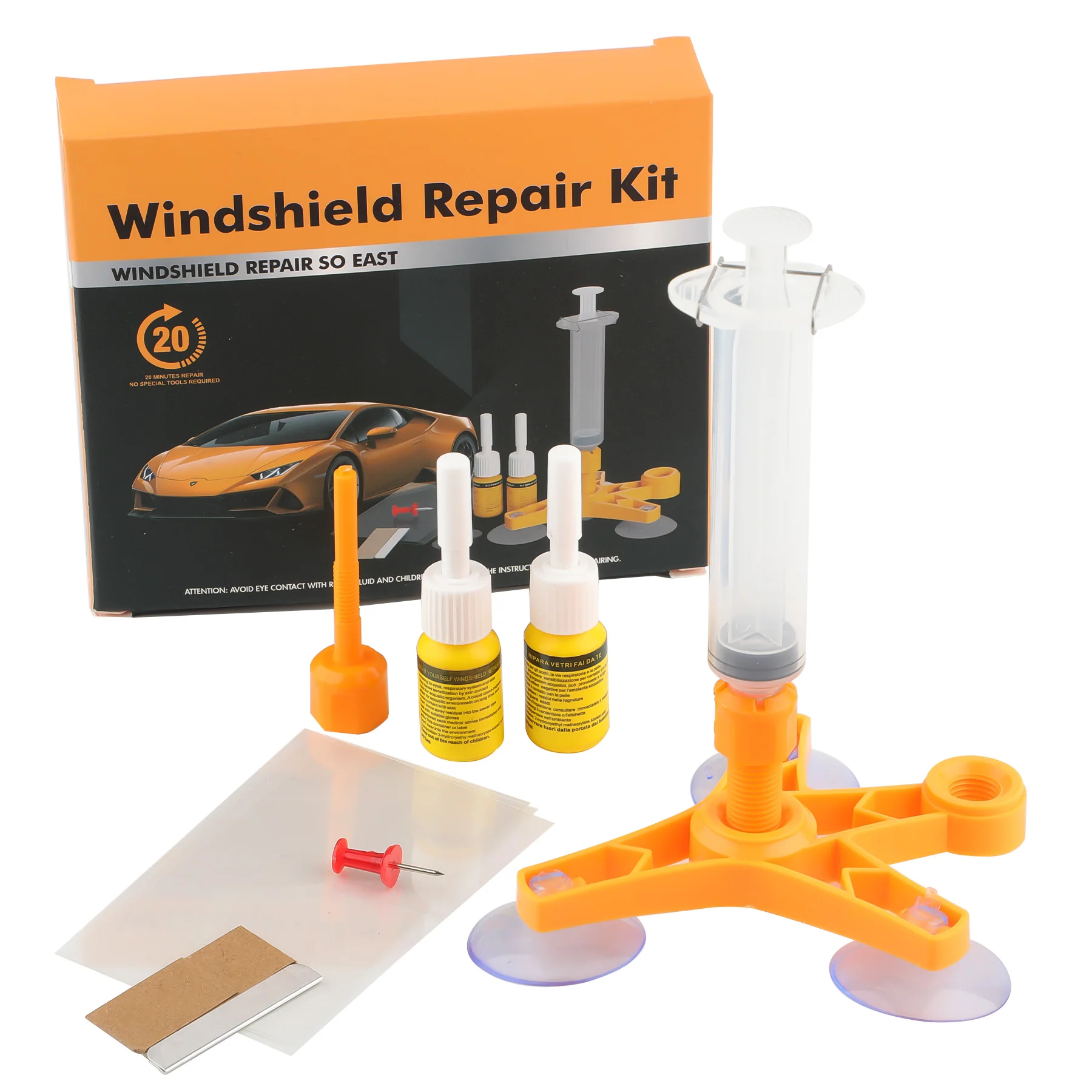 Professionelles Windschutzscheibe Reparaturset für Steinschlag Reparatur, Universal Glasreparaturset für Autos, Praktisch & Schnell & Einfach, OHNE UV-Lampe – Detail 3