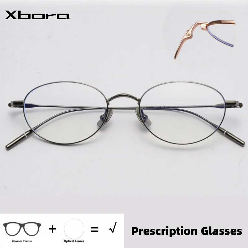 XBORA Alloy Oval Women super light Frame Retro Fashion Exquisite Elegant Daily Casual High‑Quality Optical Prescription Glasses