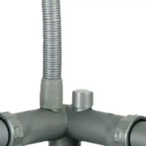 Telescopic Dual-Basin Drain Pipe with For v-Shaped Sewer Gas Barrier and Rear-Fit Configuration for Standard Cabinets