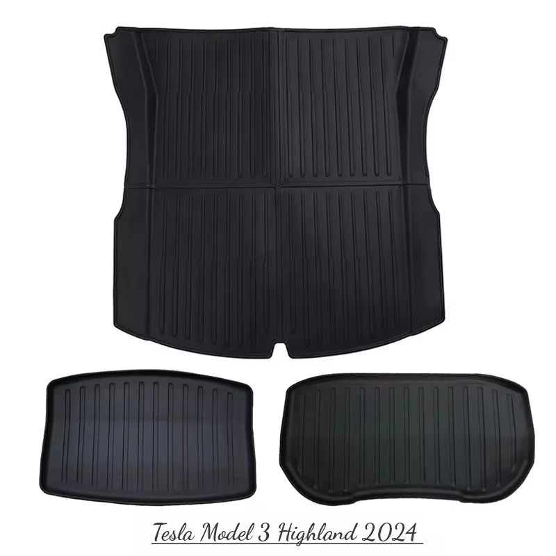 Cargo Liner Set For Tesla Model 3 2024 2021-2023.10 Highland All-Weather Trunk Mats Carpet Protect Frunk Front/Lower Boot Liners