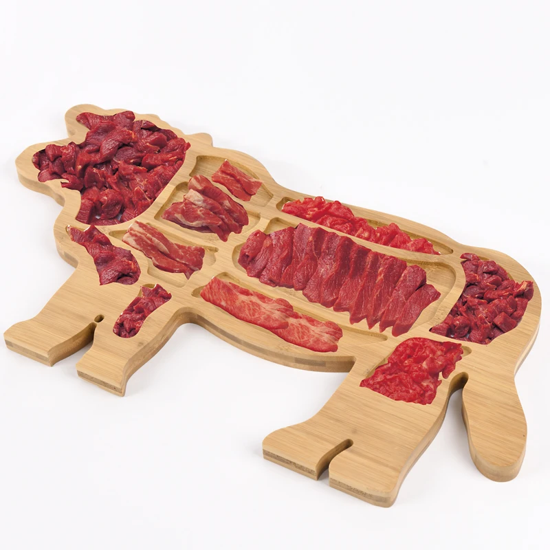 

Hot pot plates, characteristic personalized creative tableware, beef offal platter, whole beef feast cow-shaped wooden plate