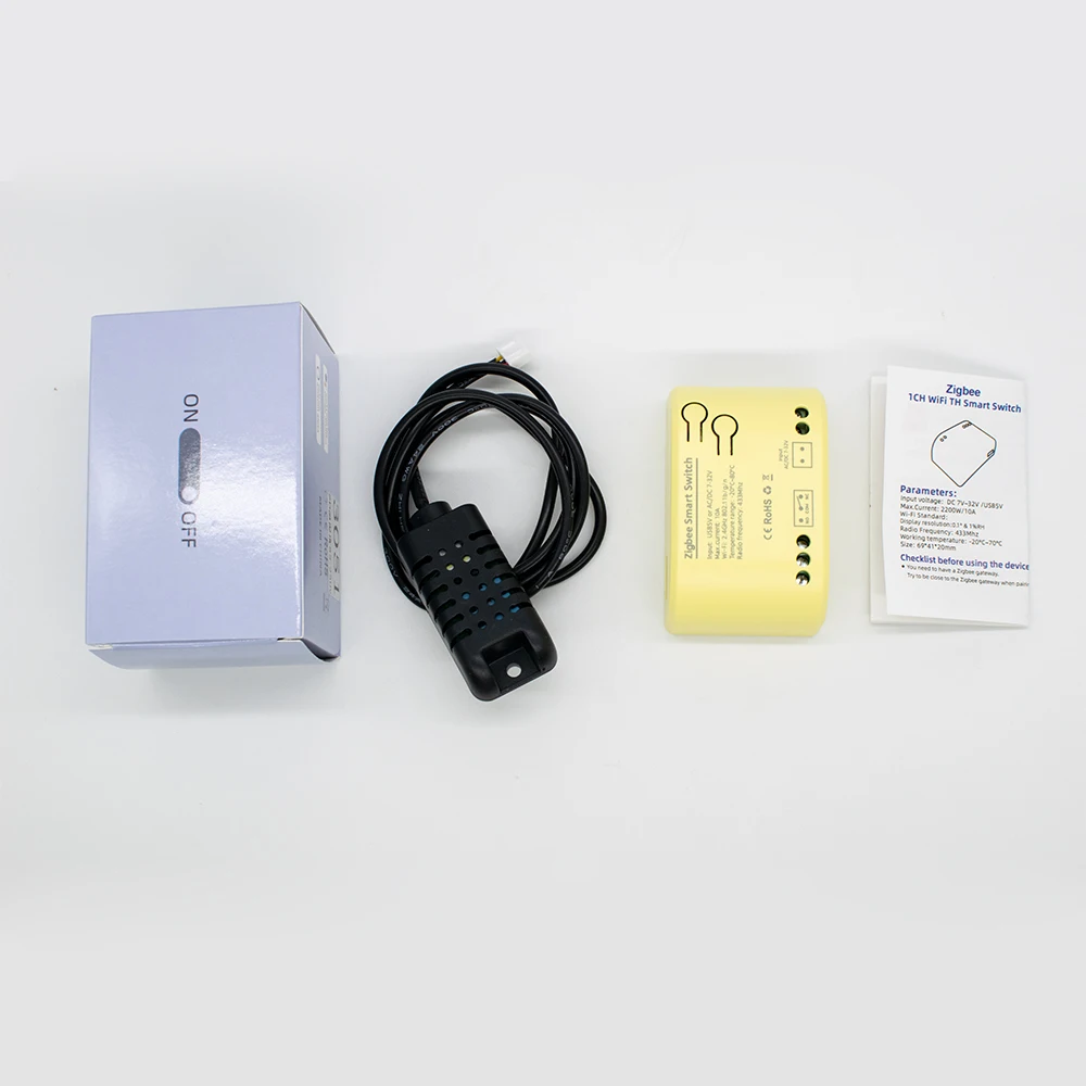 1 Channel Zigbee Tuya Relay Intelligent mobile phone remote control switch module timer with Temperature and humidity probe