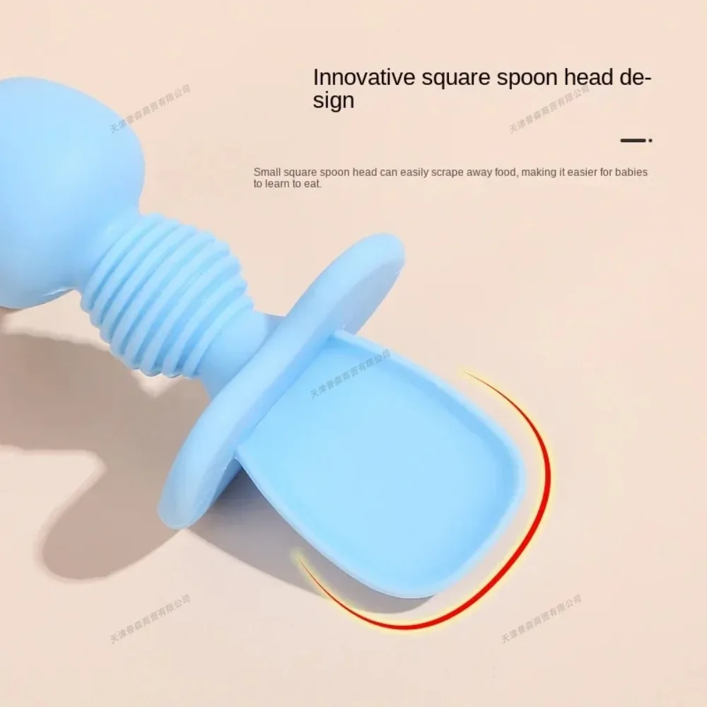 Baby-Silikon-Gabellöffel, kaubare Utensilien, erste Stufe, Training, Raubtier, Kleinkind-Utensilien für Babys, LED-Entwöhnung, mit Aufbewahrungsbox