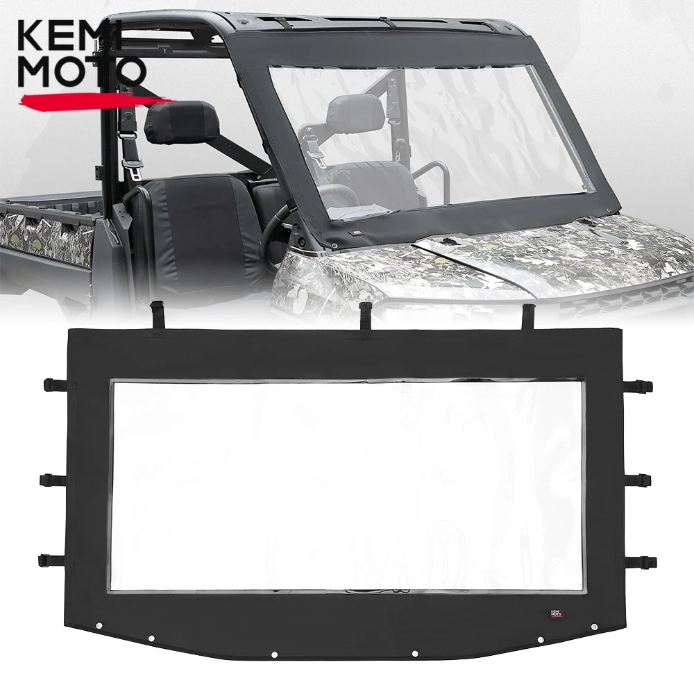 

KEMIMOTO UTV Front Soft Windshield Waterproof PVC Full Shield Window Compatible with Polaris Ranger XP 1000 Crew 2017-2024