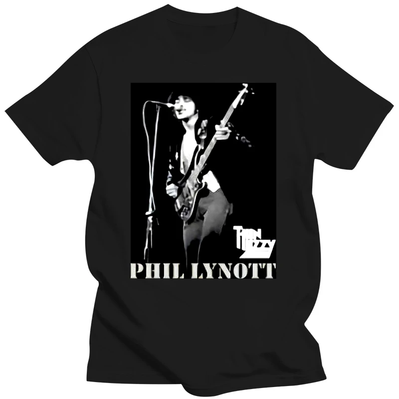 THIN LIZZY PHIL LYNOTT DUBLIN Rock Band Legeng #1 Black T-SHIRT SIZE S-3XL Cheap Sale 100 % Cotton T Shirts for Boys