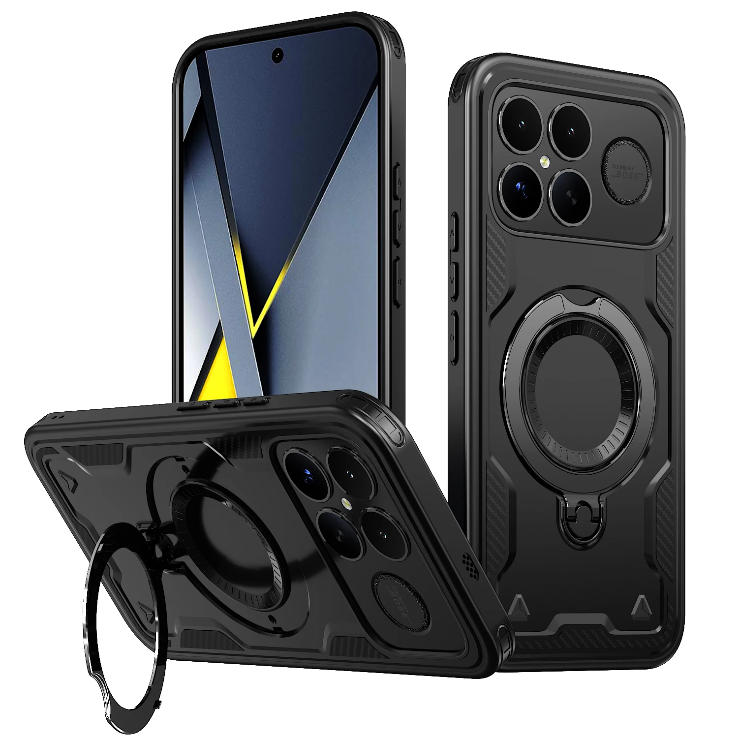 

Armor Shockproof Case Fundas For Xiaomi Poco F8 Pro Ultra Redmi K90Pro Max 360° Rotating Magnetic Stand TPU Plastic Phone Cover