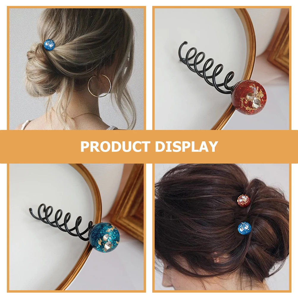 2pcs Bun Spiral Hairpin Metal Hair Clip Stick Braid Decor Hair Barrette Hair Bun Style Tool For Women Girl Head Adorn Accessory