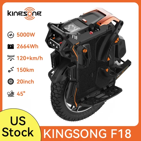 Kingsong F18 Electric Unicycle for Adults, 5000W Motor, 100mm Adjustable Suspension EUC, 75MPH High Speed, 93 Miles Long Range, 3-Hour Fast Charging, 20-Inch All-Terrain Wheel for Off-Road & City Riding