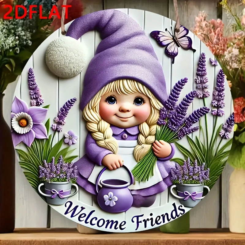 2Dflat, 1pc Farmhouse Wooden Welcome Friend Sign, Spring and Summer Holiday Wall Decor with Lily and Butterfly Ornamentation, Su