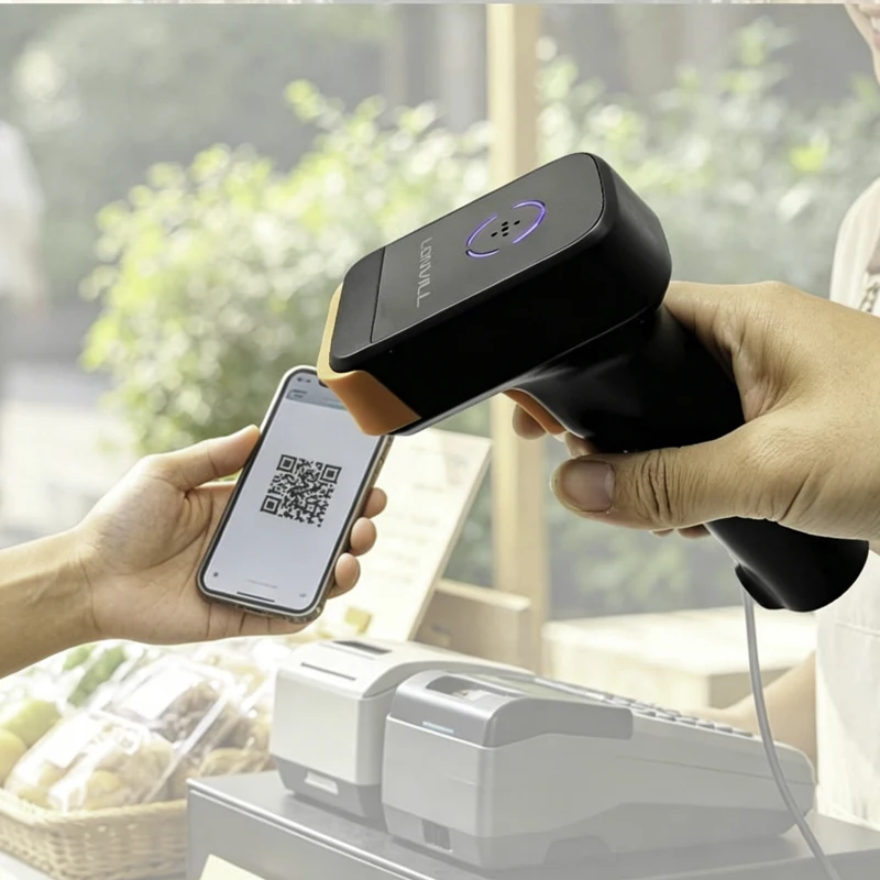 LONVILL Triple Feedback Buzzer Indicator Light Vibration Handheld WiFi Barcode Scanner for Supermarket Clearance Outdoor Events