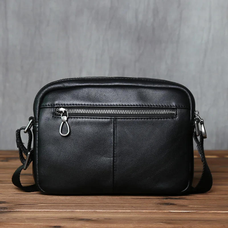NZPJ männer Echte Leder Schulter Tasche Top Schicht Rindsleder Casual Umhängetasche Mode-Trend Mini Kleine Rucksack Für 8 zoll Ipad – Detail 6