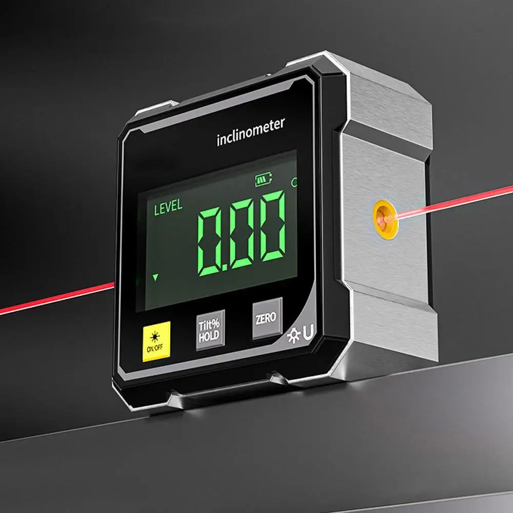 4-Side Magnetic Digital Angle Gauge With Laser Electronic Protractor Horizontometer Inclinometer Angle Ruler Slope Measuring