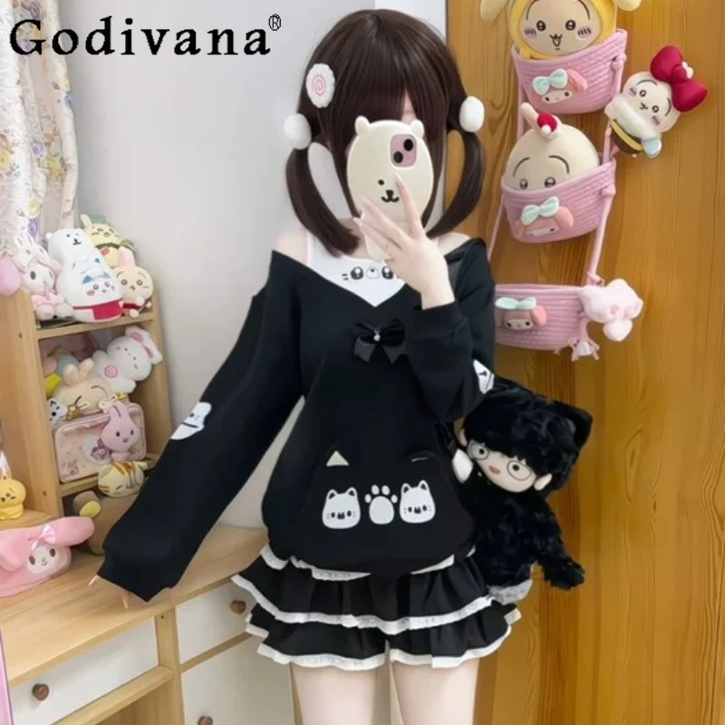 

Women's Matching Sets Original Japanese Subculture Y2K Clothes Sweet Girls Cute Off-shoulder Top and Skirt 2-piece Set 2026