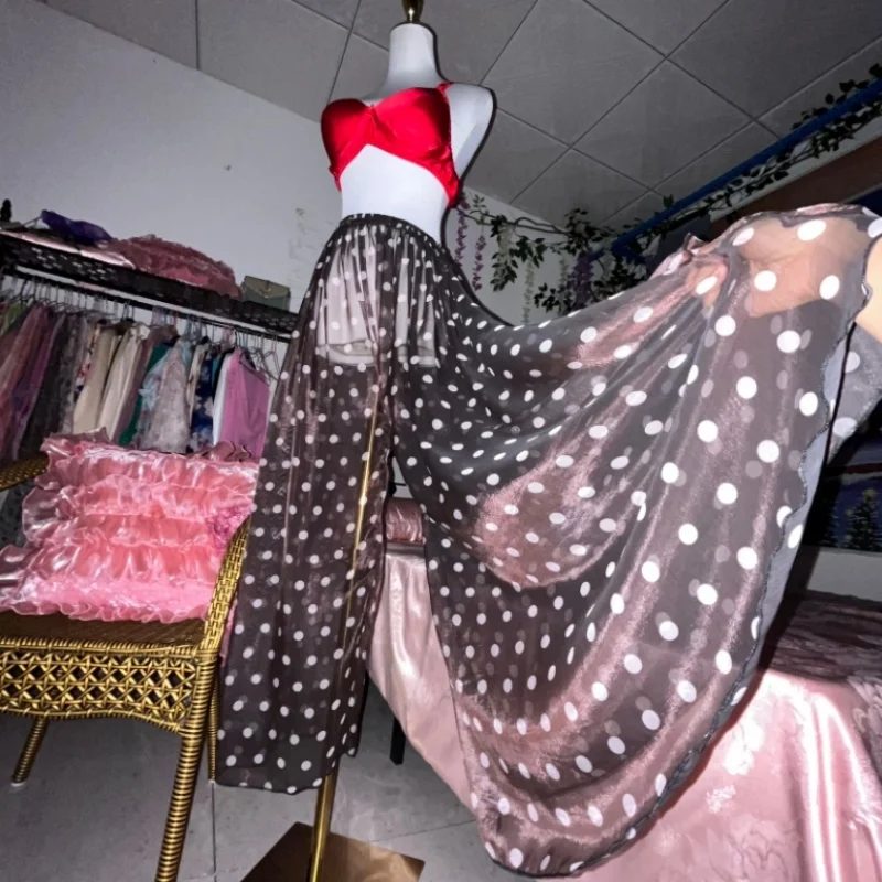 

Sexy Fashion Couple's Sheer Elastic Waist Pants Silky Soft Shine Wide Leg Pants Sexy Home Loose Sleeper Pants Private Party