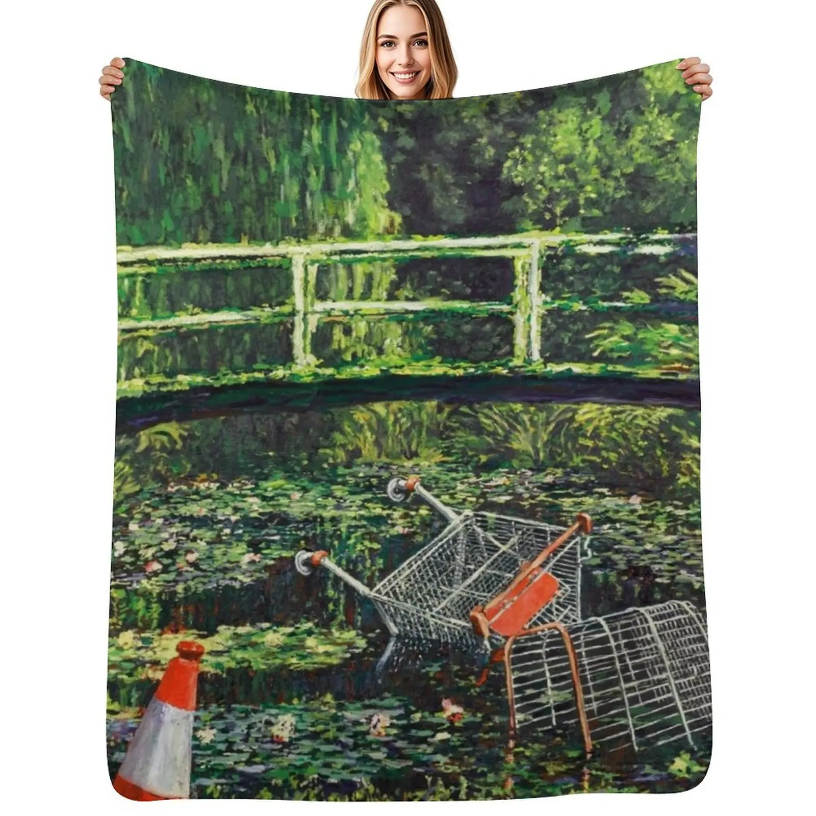 Banksy - Show Me The Monet Urban Art Parody Throw Blanket Luxurious Soft Fuzzy Blanket for Sofa Bed