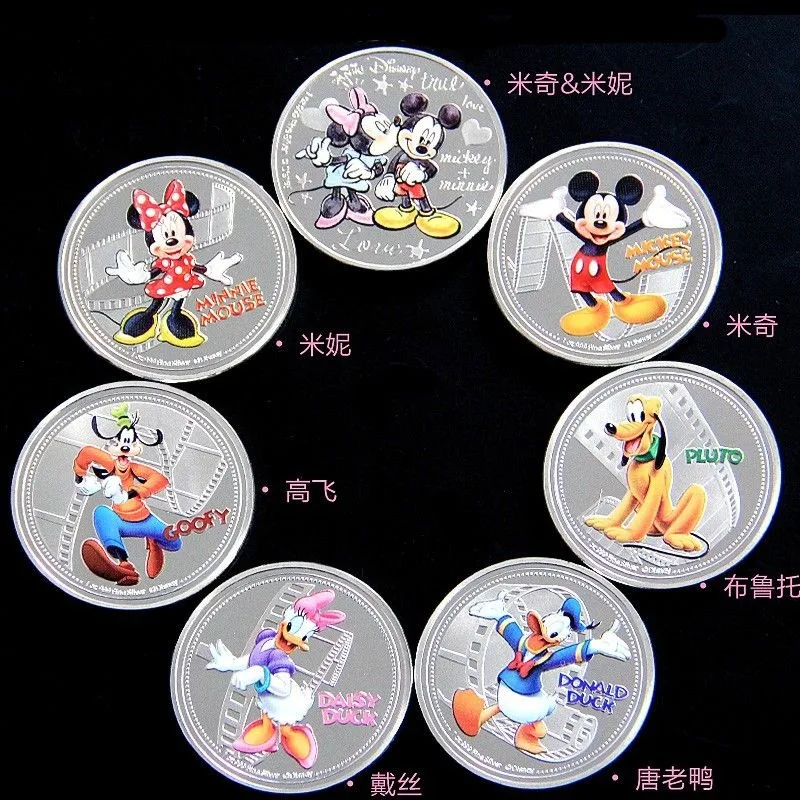 Disney Commemorative Coins Cartoon Character Minnie Mickey Medal Cute Donald Duck Goofy Daisy Prize Collectibles Craft Gifts