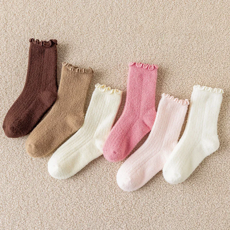 3 Paar viele Winter-Kindersocken 1–12 Jahre, einfarbig, für Mädchen, verdickte Kniestrümpfe, warme Kinder-Röhrensocken