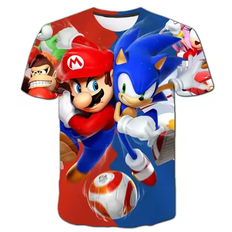 2025 Summer Sonic The Hedgehog Animation 3D Printed T-shirt for Teenagers and Boys Quick-drying Short Sleeves