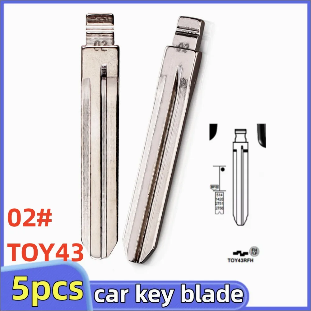 5pcs #02 02# TOY43 Metal Uncut Blank for Keydiy KD VVDI Flip Remote Key Blade